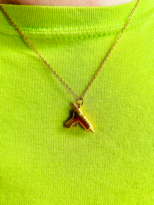 Hot Glue Gun Necklace: Gold Plated