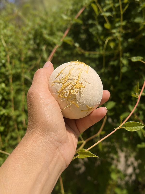 The Golden Hour Bath Bomb in Golden Honey