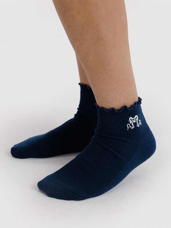 Lettuce Edge Sock: Mahogany & Navy Icons (Set of 2)