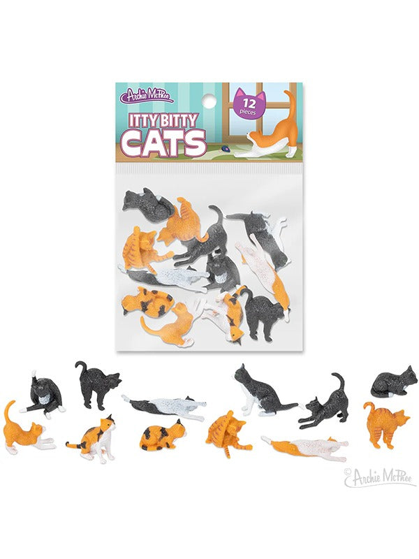 Itty Bitty Cats: Bag of 12 – A charming collection of 12 miniature cat figurines, perfect for cat lovers, decorating, or gifting. Each tiny cat features adorable details and a playful design.