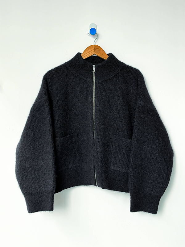 Alpaca Zip Front Jacket: Black