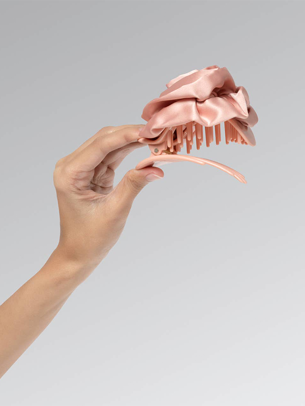 Satin Rosette Medium Flat Cloud Clip: Terracotta
