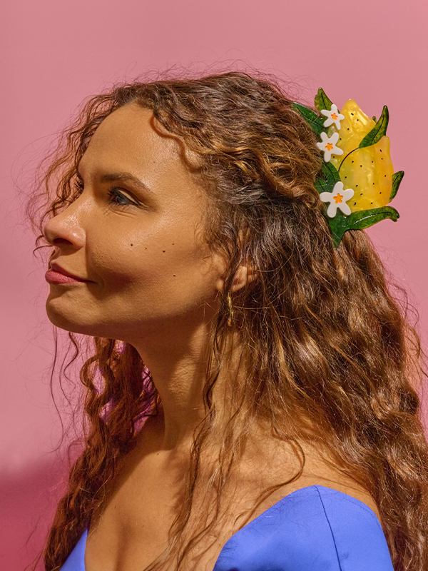 XL Lemon and Flowers Hair Claw