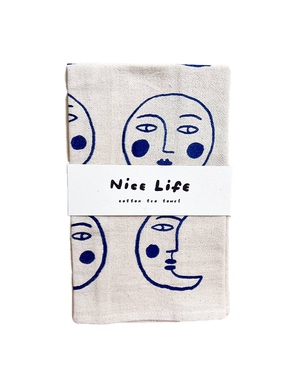 Moon Tea Towel: Blue