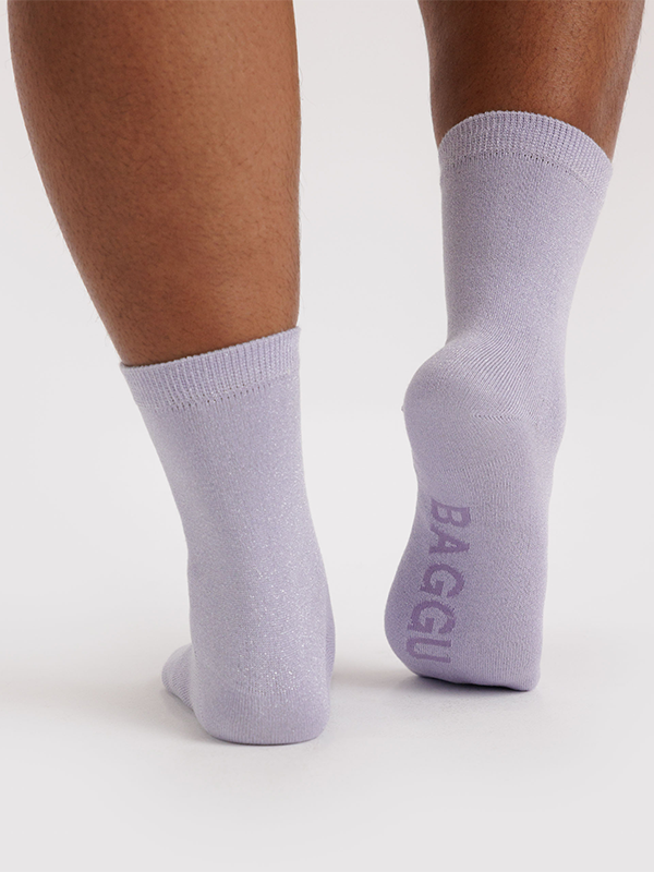 Baggu Crew Sock: Lilac Metallic