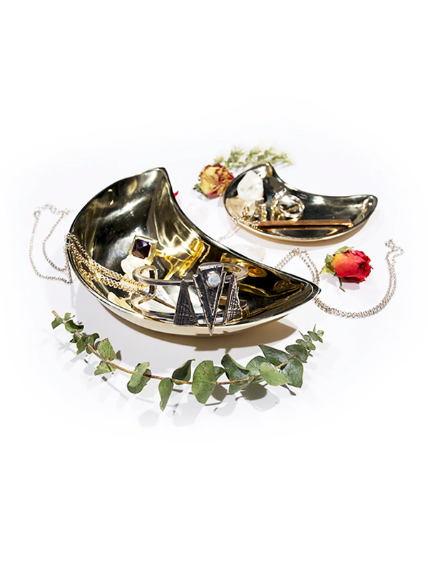 Crescent Moon Dish Tray: Polished Brass