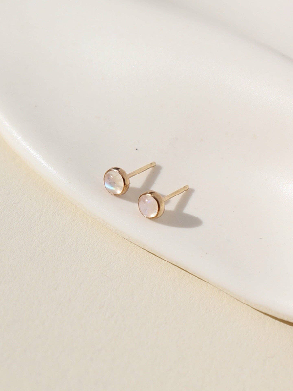 Moonstone Studs: 14k Gold Fill