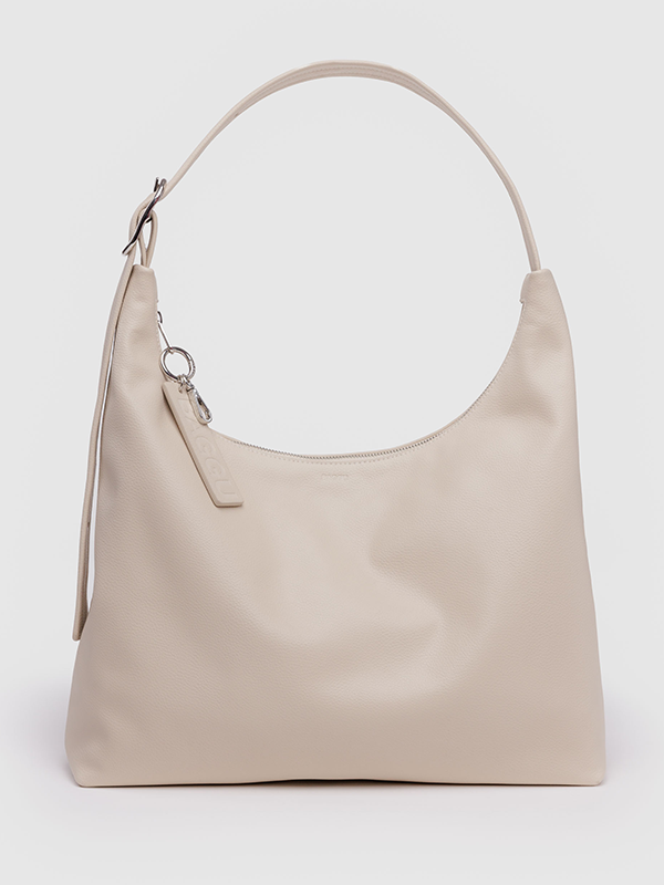 Medium Recycled Leather Shoulder Bag: Stone