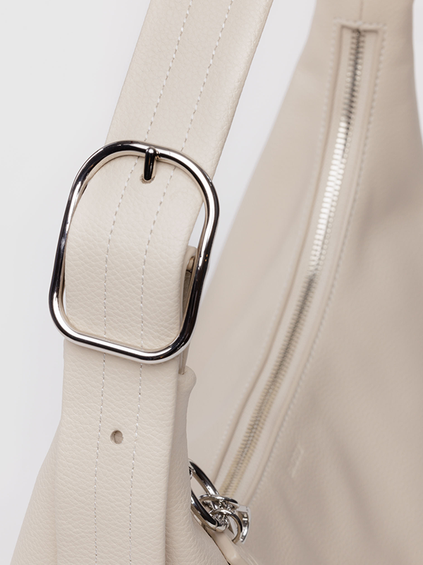 Medium Recycled Leather Shoulder Bag: Stone
