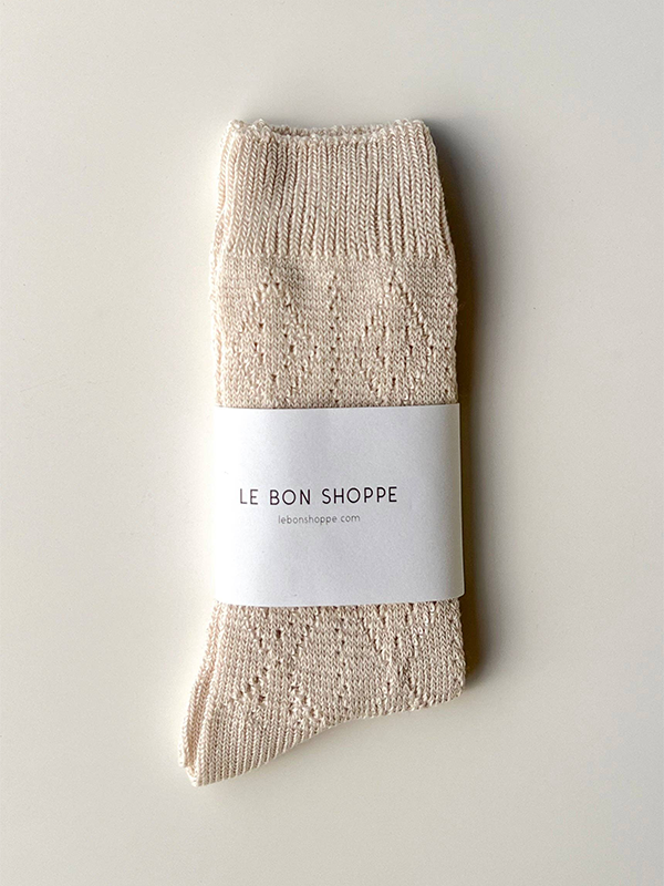 Modal Eyelet Socks: Oyster