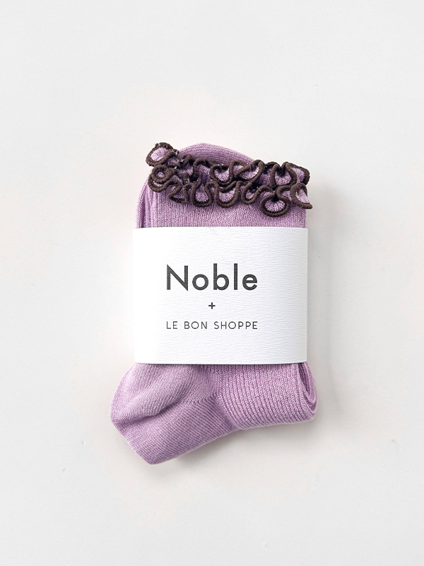 The Petite Ruffled Modal Socks: Lilac/Brown
