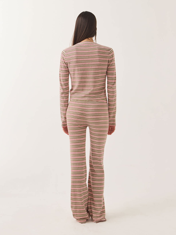 Bixby Lightweight Cardigan: Green Multi Stripe
