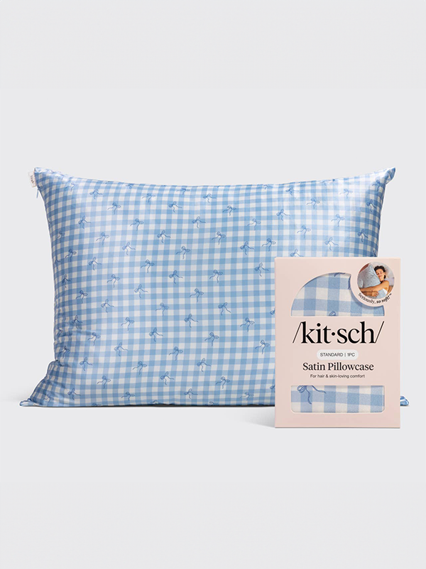 Satin Pillowcase: Gingham Blue