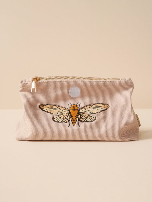 Medium Corduroy Makeup Bag: Pale Pink