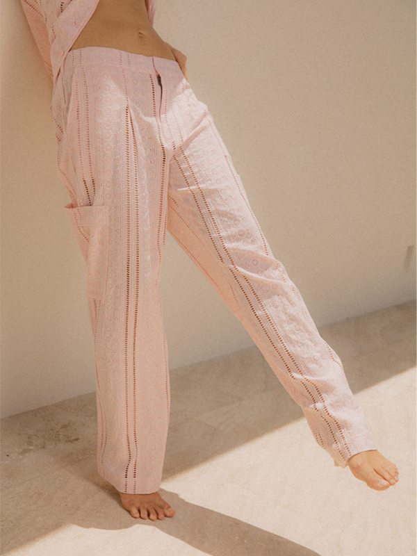 The Mercer Wide Leg Trouser Pant: Chalk Pink