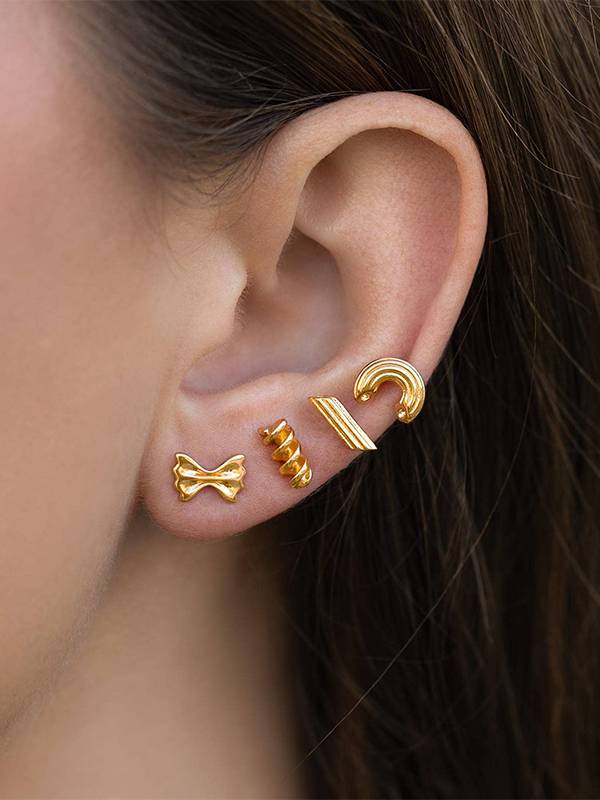 Al Dente Pasta Stud Set: Gold