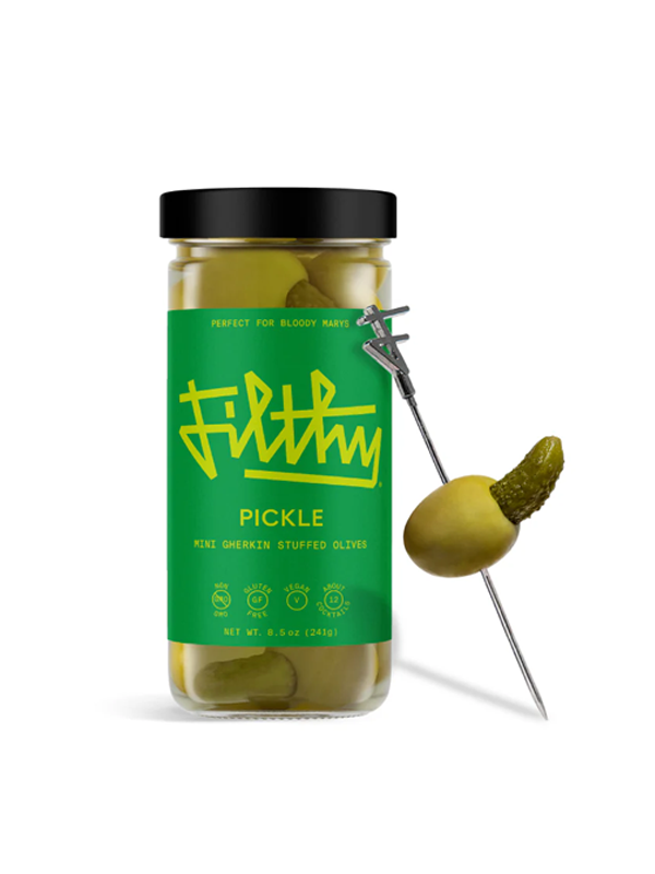 Filthy Pickle: Mini Gherkin Stuffed Olives 8.5 oz.