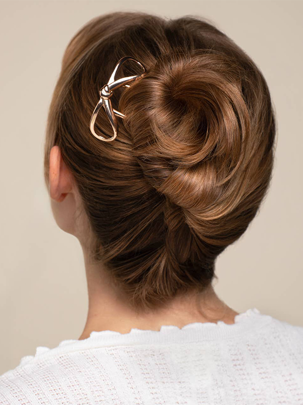 Mini Metal Bow French Hair Pin: Gold