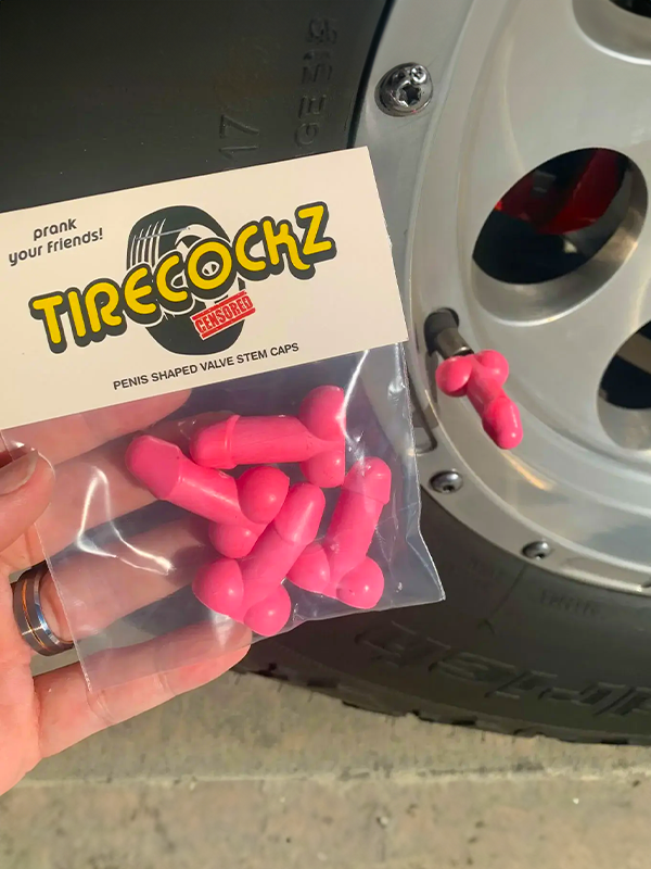 TireCockz Weenie Shaped Valve Stem Caps: Pink
