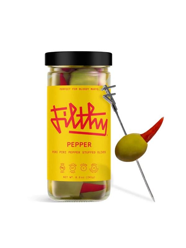Filthy Pepper: Piri Piri Pepper Stuffed Olives 8.5 oz.