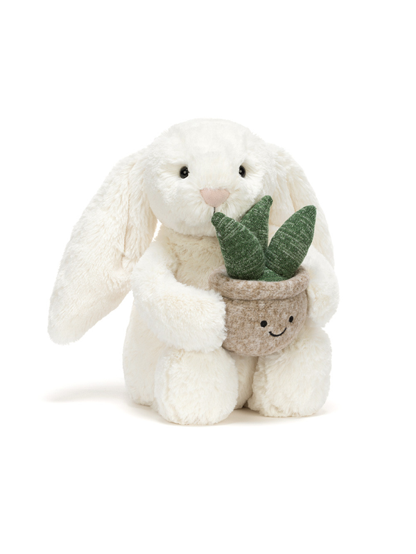 Cream Bunny with Plant