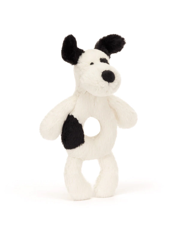 Ring Rattle: Bashful Puppy Black & Cream
