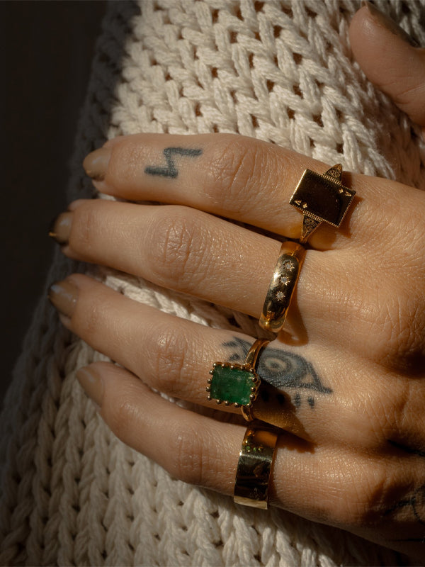 Ramona Ring: Raw Emerald/Gold