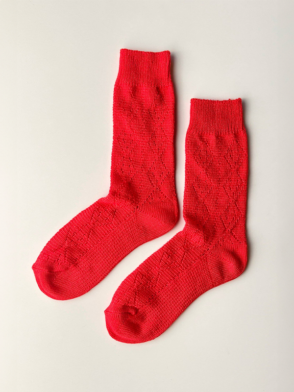 Modal Eyelet Socks: Poppy Red