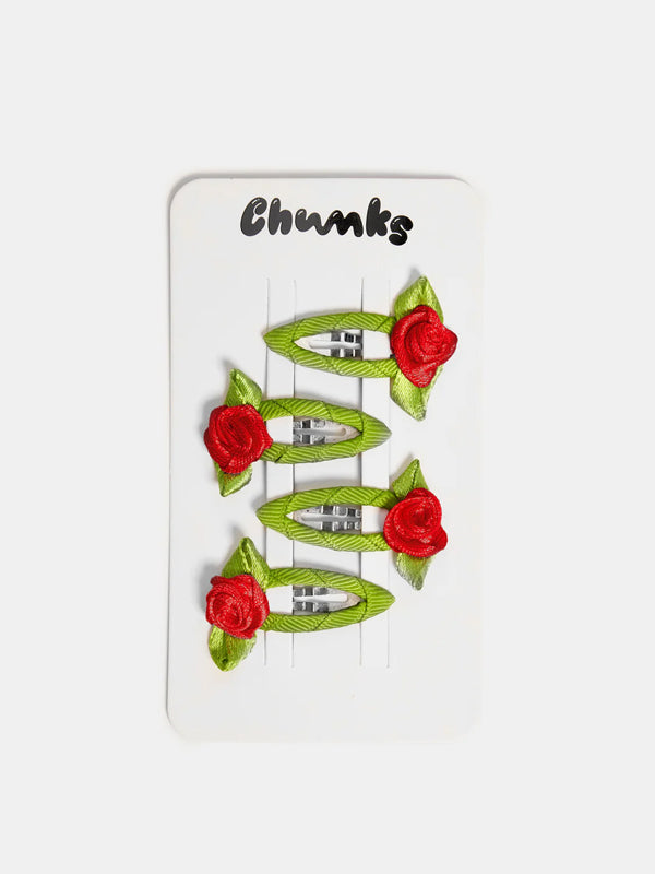 Rosette Snap Clips: Red