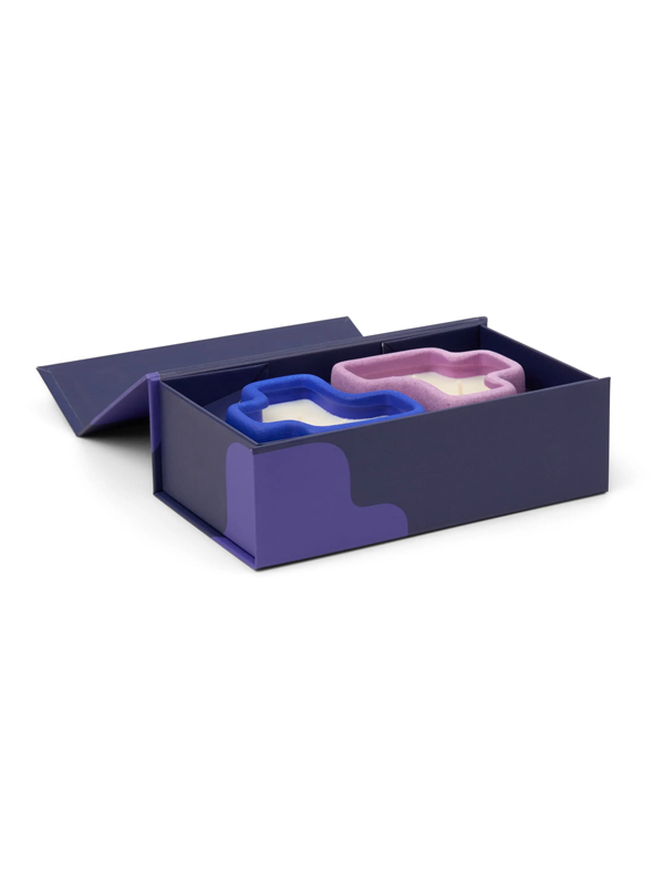 Jigsaw Ceramic Vessel Candles (Set of 2): Wisteria & Ember + Resin