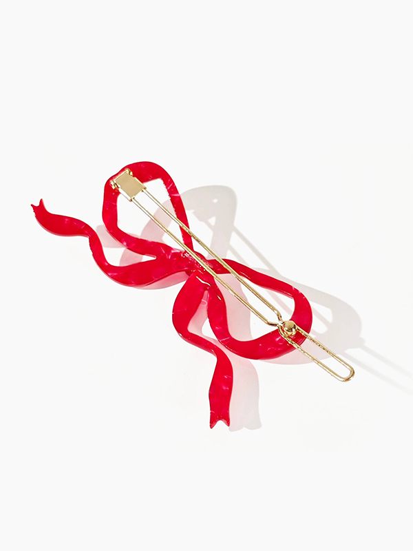 Ribbon Bow Clip: Red
