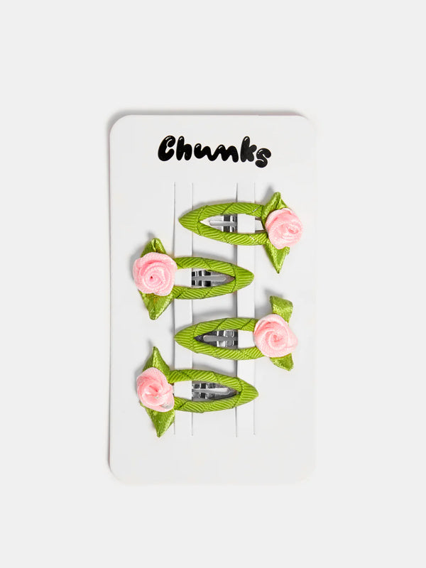Rosette Snap Clips: Blush (Set of 4)