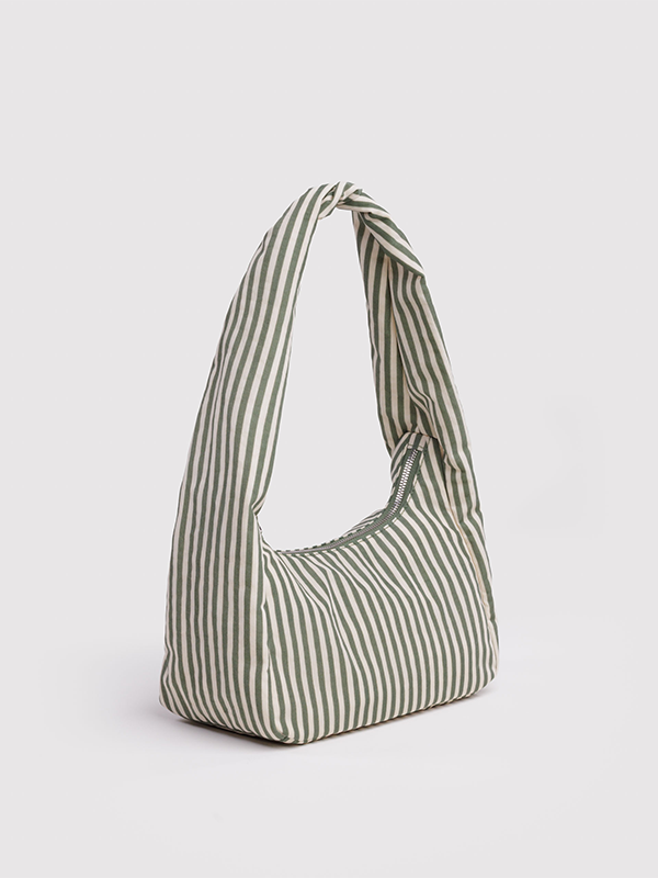 Small Nylon Meringue Bag: Sage Stripe