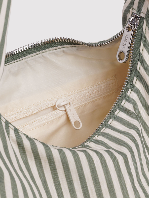 Small Nylon Meringue Bag: Sage Stripe