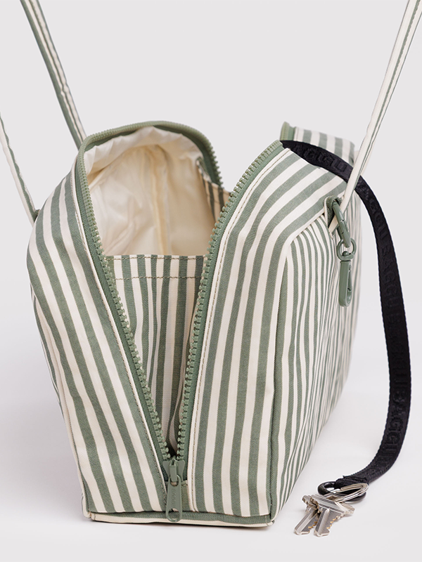 Nylon Bowler Bag: Sage Stripe