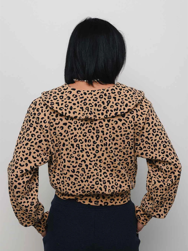 Noble Waffle Sailor Cardigan: Leopard