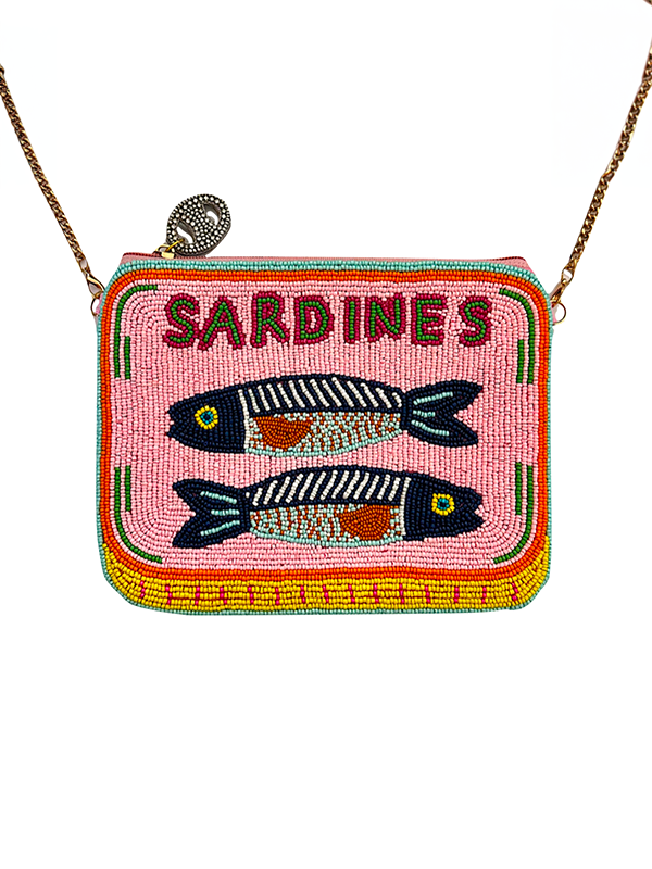 Beaded Crossbody Bag: Sardines