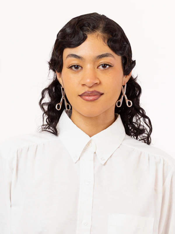 Scissor Hoop Earrings: Silver