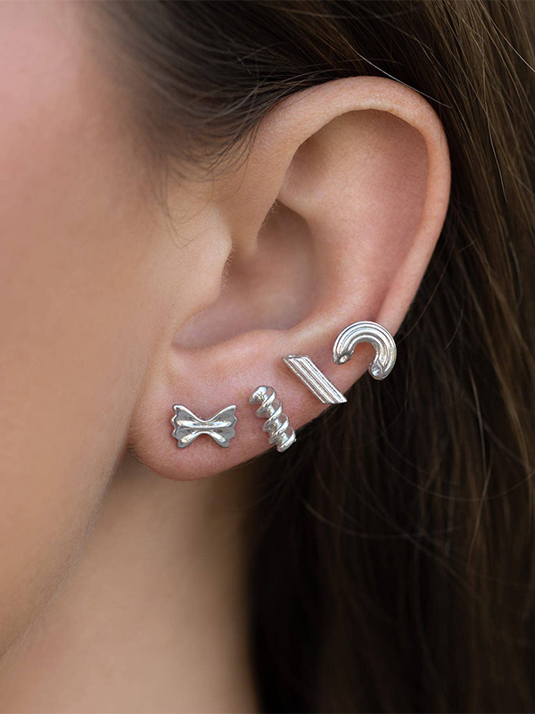 Al Dente Pasta Stud Set: Silver