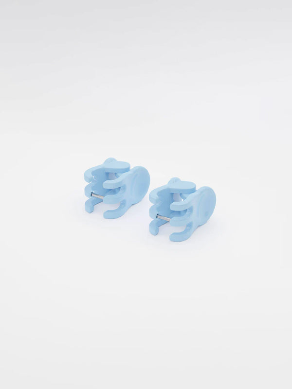 Mini Claw Clip Hoop Earrings: Sky
