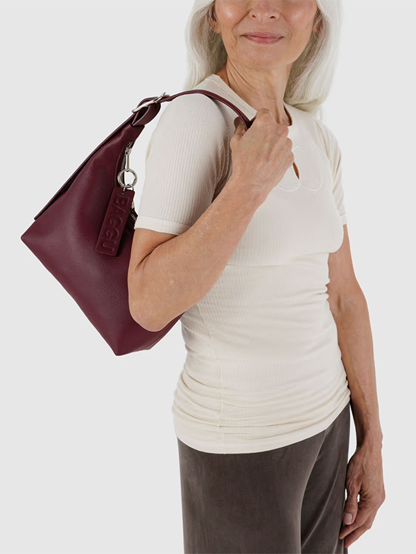 Mini Recycled Leather Shoulder Bag: Mahogany