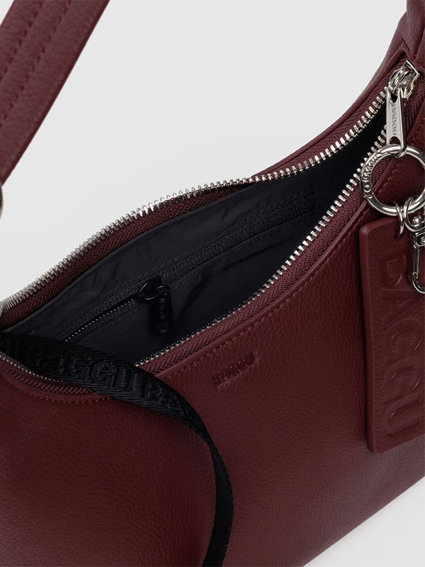 Mini Recycled Leather Shoulder Bag: Mahogany