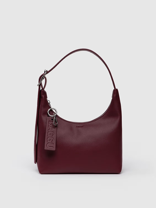 Mini Recycled Leather Shoulder Bag: Mahogany