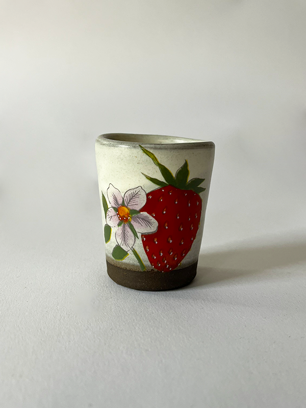Single Shot Glass: Strawberries (White)