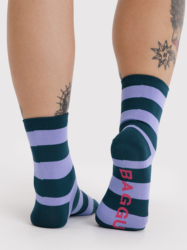 Baggu Crew Sock: Malachite Stripe