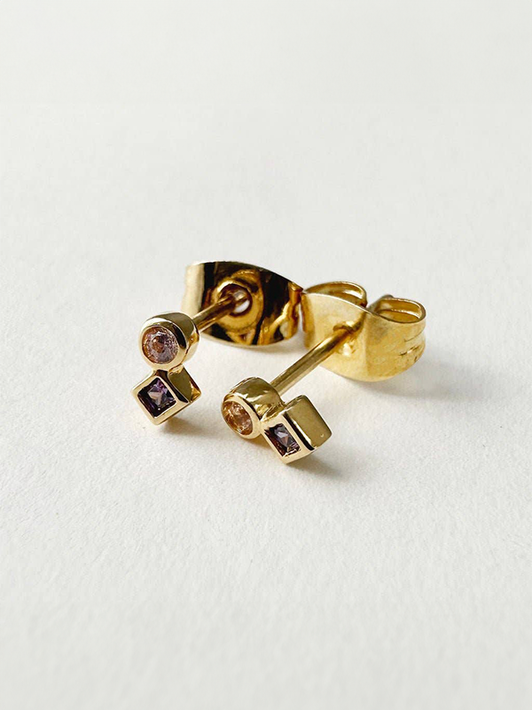 Sunset Crystal Studs: Gold