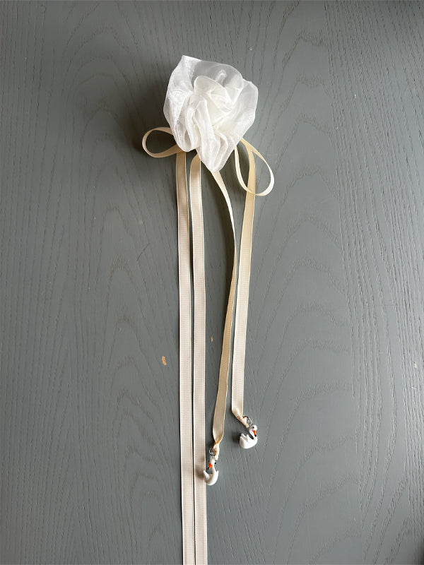 Camelia Bag Charm: White/Swan