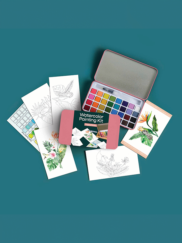 Watercolor Painting Kit: Tropical Florals