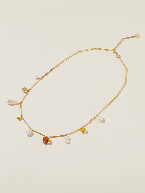 Fête Necklace: Gold Plated (Tan)