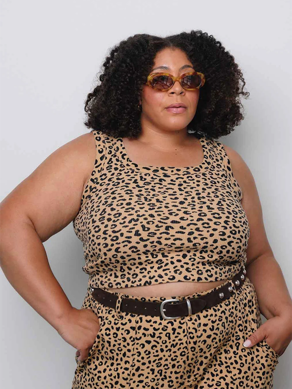 Noble Waffle Square Crop Tank: Leopard